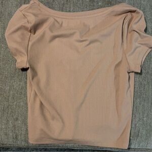 Women's Ribbed Scoop Neck Top - Blush